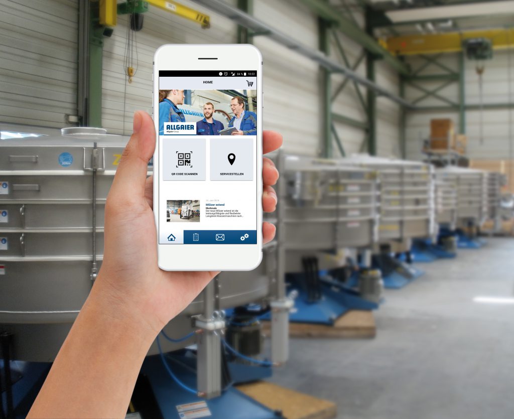 Allgaier Process App voor TSM zeefmachines