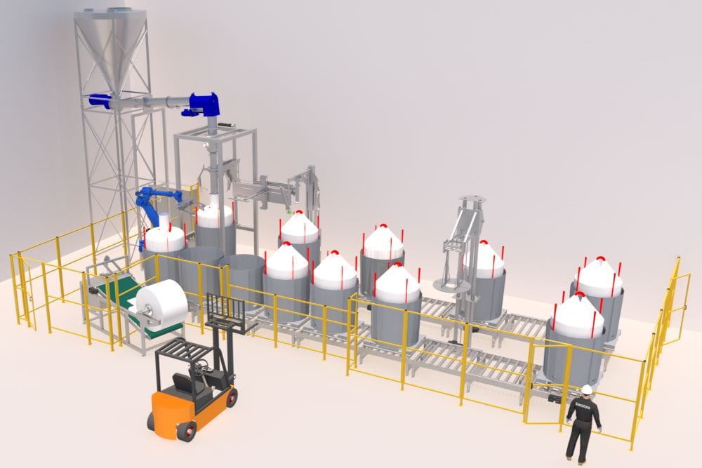 Volautomatische bigbag-afvullijn CEBO voor bentoniet en bariet