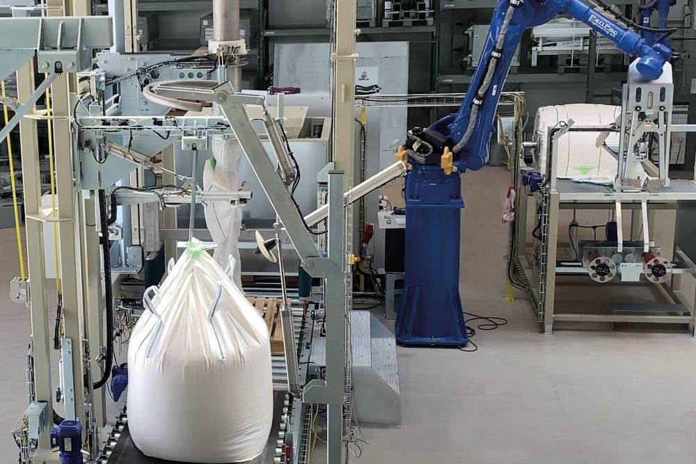 Opstelling complete bigbag-vullijn getest bij PanPac Engineering