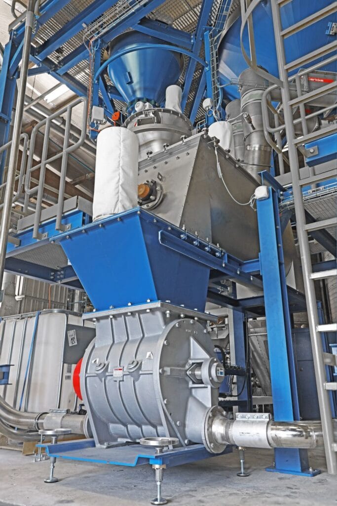 Explosieveilige rotorsluis met slijtvaste coating voor corrosieve omgevingen.